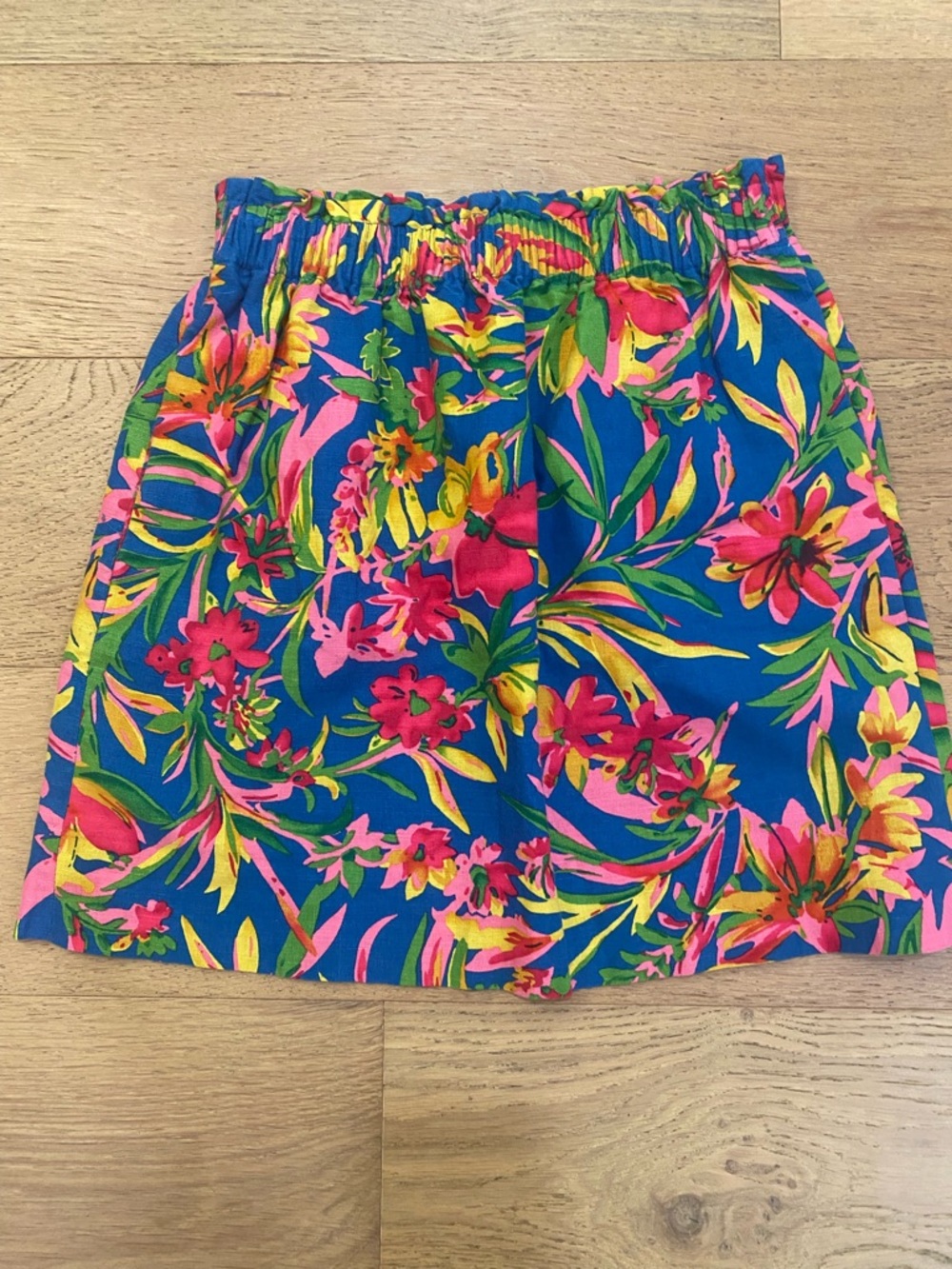 J. Crew women’s linen blend Bright Blue Tropical Floral Skirt size 0 NWOT